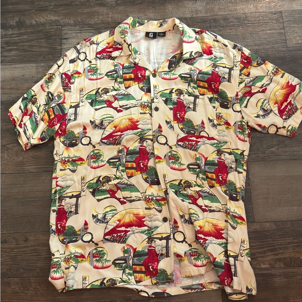 Guess Multicolor Graphic Button Down Shirt